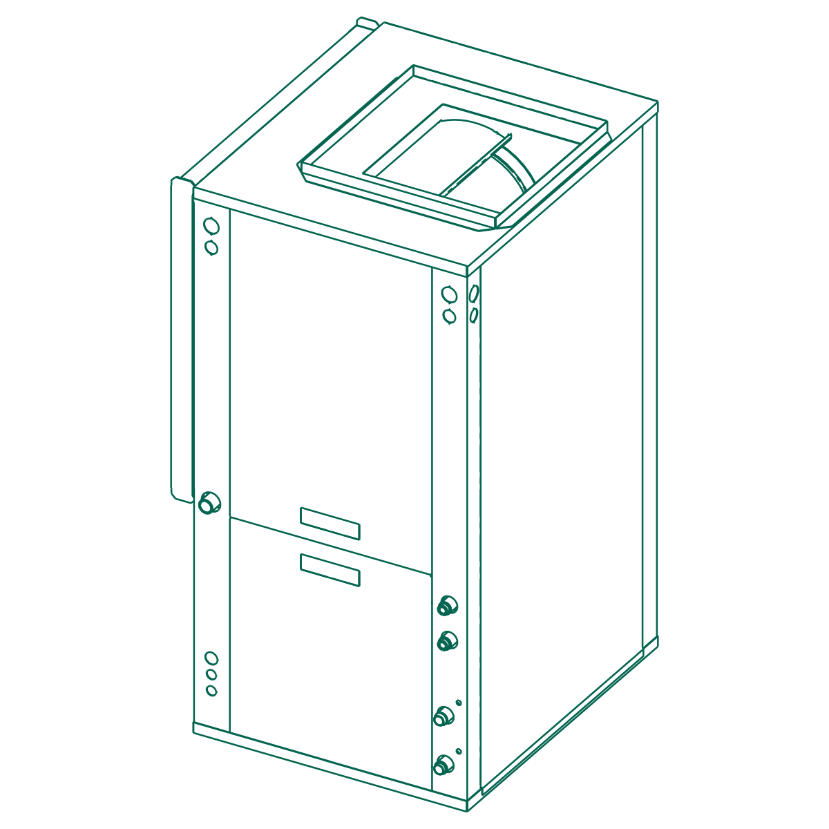 DimensionalDrawing_RES-QE-TE_Vertical-Upflow_GREEN