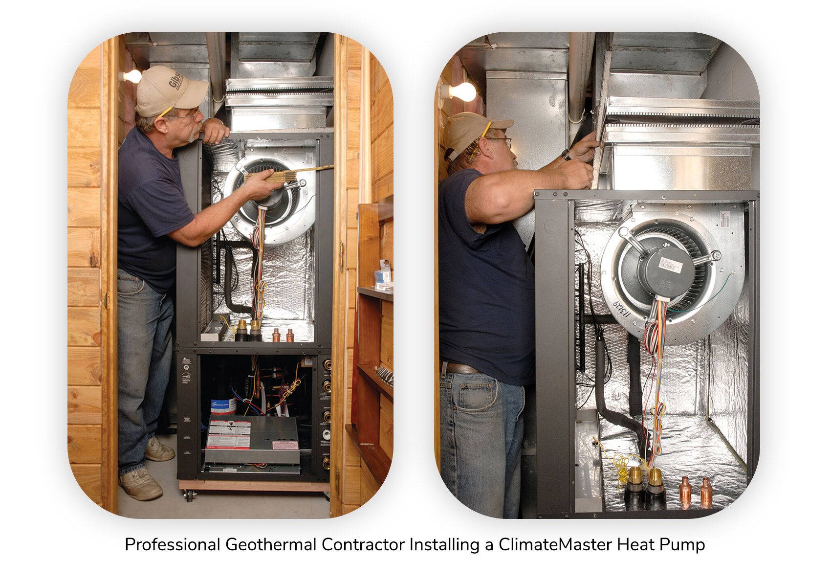 contractor installing a geothermal heat pump
