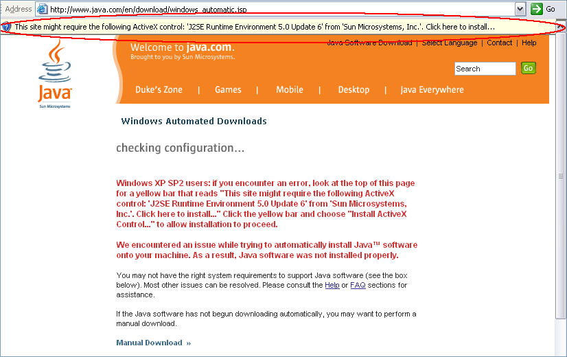 Java blocked install